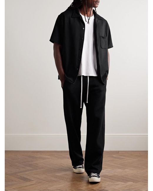 Les Tien Black Heavyweight Structured-Fleece Cotton-Jersey Sweatpants for men