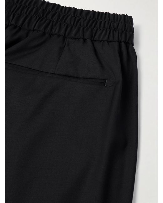 Brioni Black Asolo Straight-Leg Pleated Wool-Blend Drawstring Trousers for men