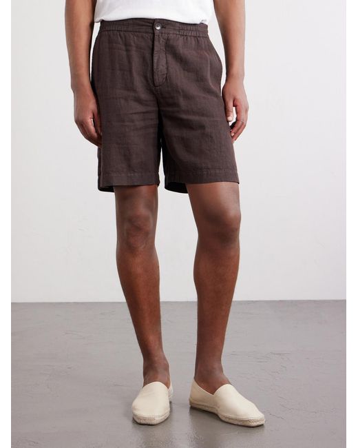 Mr P. Gray Straight-Leg Linen Shorts for men
