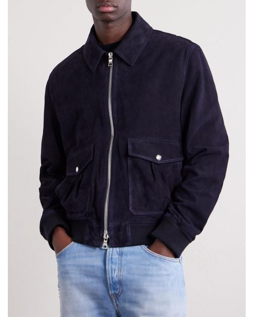 Mr P. Blue Suede Blouson Jacket for men