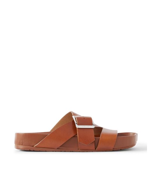 Loewe Brown Paula's Ibiza Ease Buckled Leather Slides for men