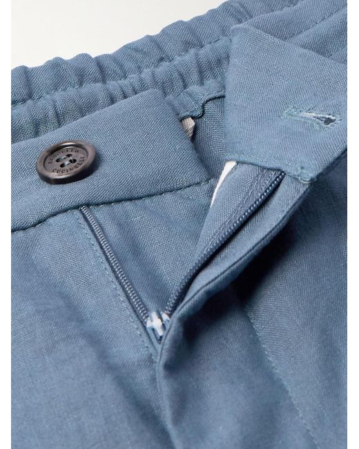 Brunello Cucinelli Blue Straight-leg Pleated Linen Suit Trousers for men