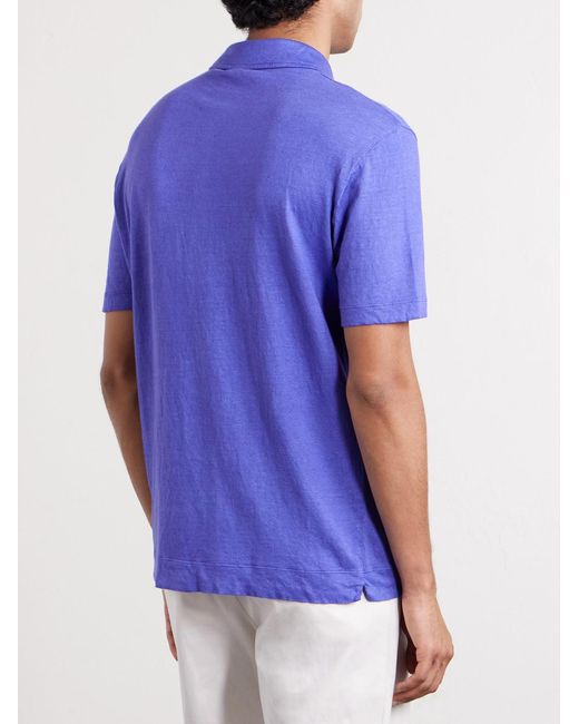 Massimo Alba Blue Wembley Cotton And Cashmere-blend Piqué Polo Shirt for men