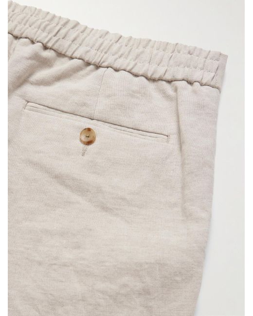 Mr P. Natural James Straight-Leg Linen Drawstring Trousers for men
