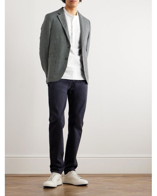 Officine Generale White Auguste Grandad-Collar Cotton Oxford Shirt for men