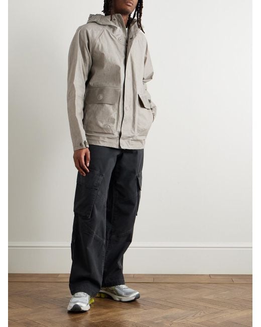 C P Company Gray Hooded Appliquéd Toob-Two Coated-Linen Jacket for men
