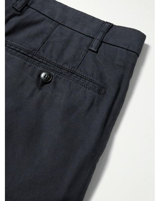 Canali Blue Garment-Dyed Stretch-Lyocell And Cotton-Blend Trousers for men