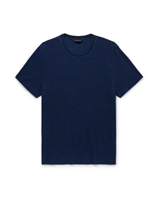 Club Monaco Blue Indigo-dyed Cotton-jersey T-shirt for men
