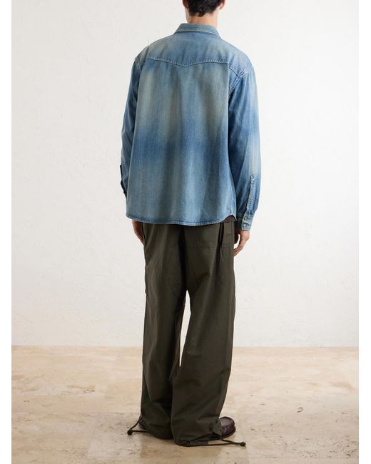 A.PRESSE Blue Vintage Western Denim Shirt for men