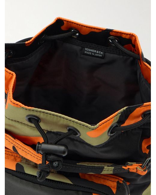 Porter-Yoshida and Co Black Balloon Sac Small Camouflage-Print Nylon-Twill Bucket Bag for men