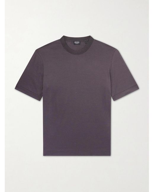 Zegna Purple Cotton And Silk-blend T-shirt for men