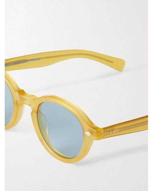 Garrett Leight Yellow Flipper Round-Frame Acetate Sunglasses for men