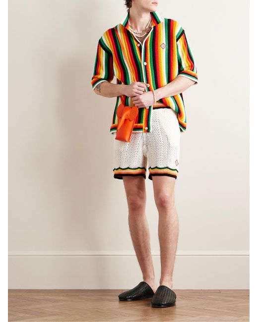 Casablancabrand Multicolor Camp-collar Logo-appliquéd Striped Cotton-blend Terry Shirt for men