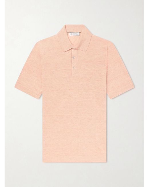 Brunello Cucinelli Natural Linen And Cotton-Blend Polo Shirt for men