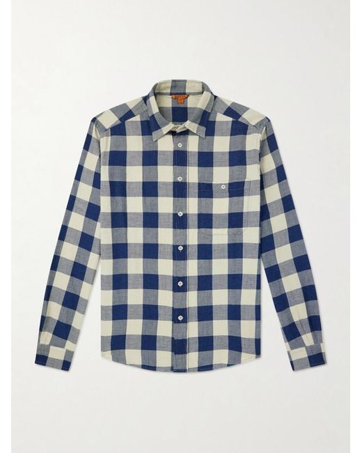 Barena Blue Checked Cotton-twill Shirt for men