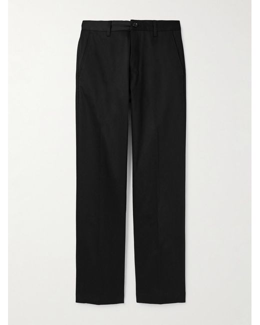 AMI Black Straight-Leg Cotton-Sateen Chinos for men