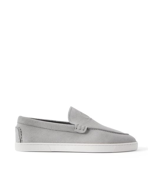 Christian Louboutin White Moonboat Suede Loafers for men
