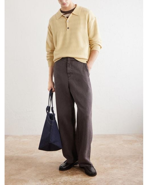 FRAME Natural Wool Polo Sweater for men
