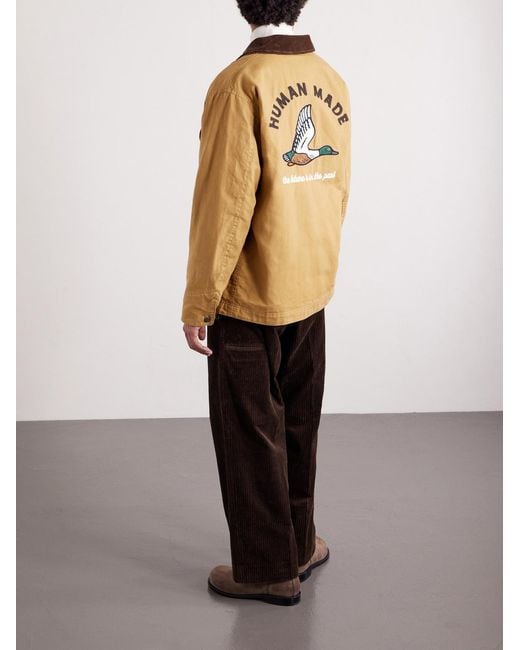 Human Made Natural Hunting Corduroy-Trimmed Padded Cotton-Canvas Jacket for men