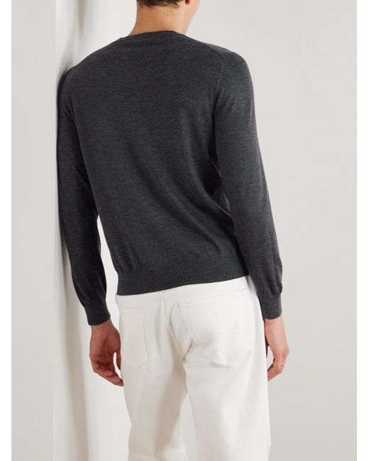 Loro Piana Blue Sottile Slim-Fit Wool, Silk And Cashmere-Blend Sweater for men
