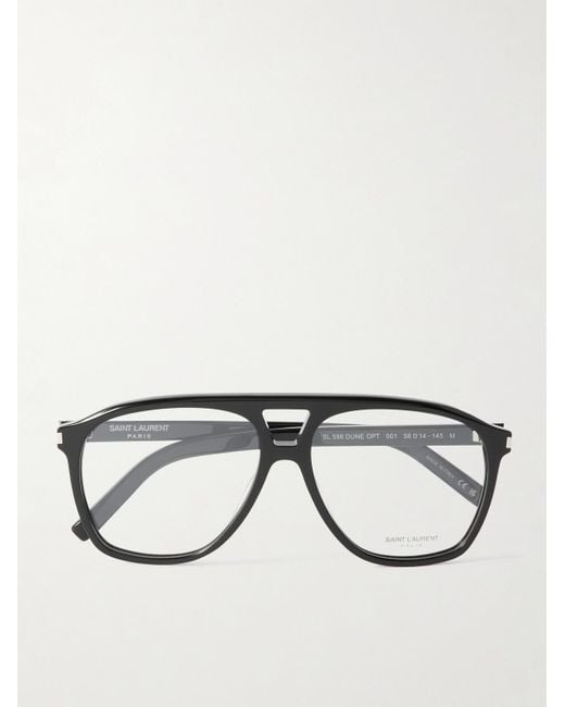Saint Laurent Black Aviator-Style Acetate Optical Glasses for men