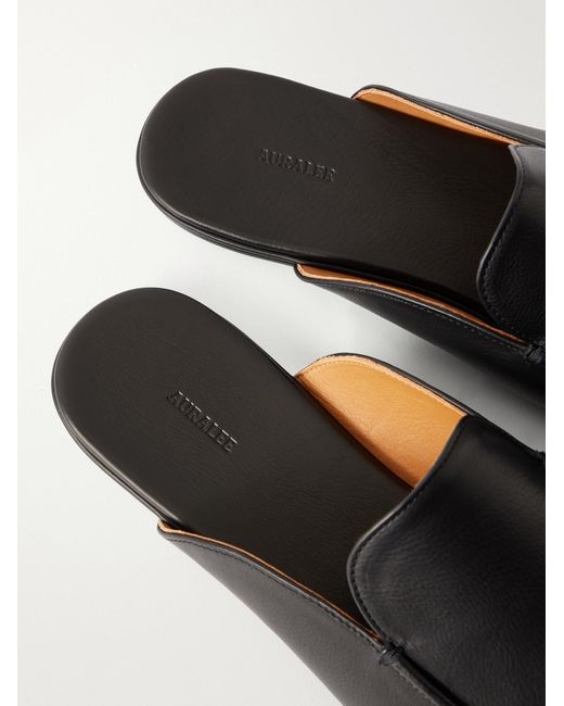 Auralee White Leather Slippers for men