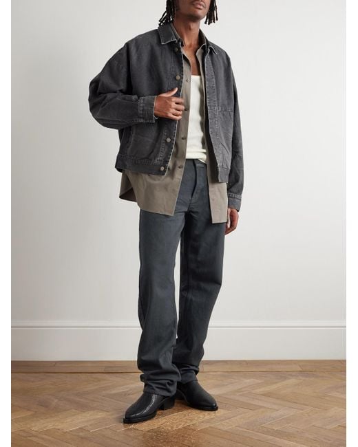 Jeans A Gamba Dritta Con Logo Applicato di Fear Of God in Blue da Uomo