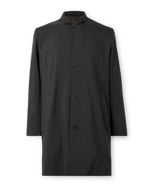 Loro Piana Black Sebring Windmate Suede-Trimmed Storm System Shell Car Coat for men