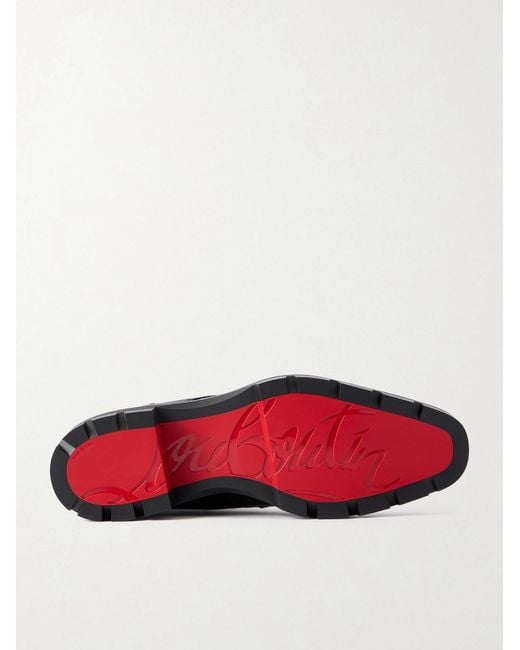 Christian Louboutin Black Caracolo Lion Smooth And Full-grain Leather Lace-up Boots for men