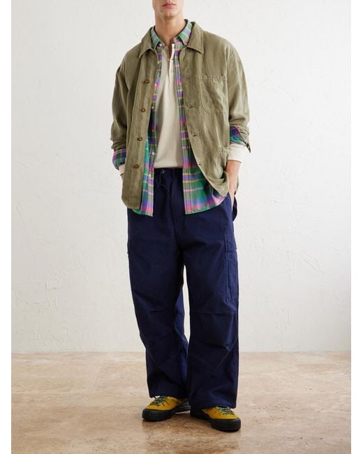 Polo Ralph Lauren Blue Wide-Leg Cotton-Canvas Cargo Trousers for men