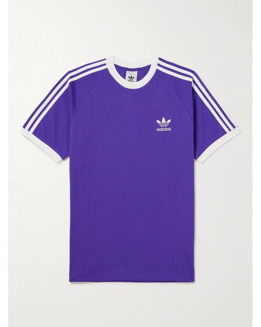 Adidas Originals T-Shirt aus Baumwoll-Jersey mit Streifen und Logostickerei in Purple für Herren