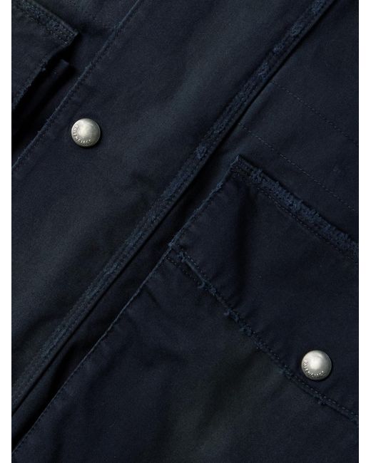 Balenciaga Blue Oversized Jersey-Trimmed Distressed Organic Cotton-Blend Gabardine Parka for men