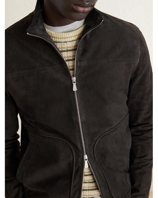 Eleventy Black Suede Zip-up Jacket for men