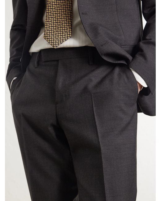 Lardini Black Prince Of Wales Checked Straight-Leg Wool Trousers for men