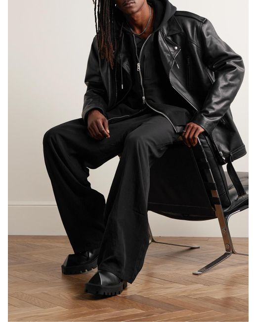 Rick Owens Black Luke Stooges Leather Biker Jacket for men
