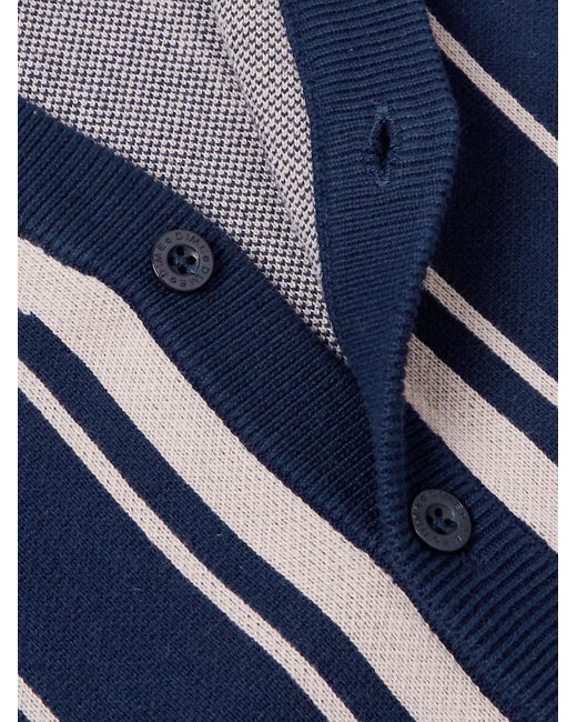 Dime Blue Logo-appliquéd Striped Cotton Cardigan for men