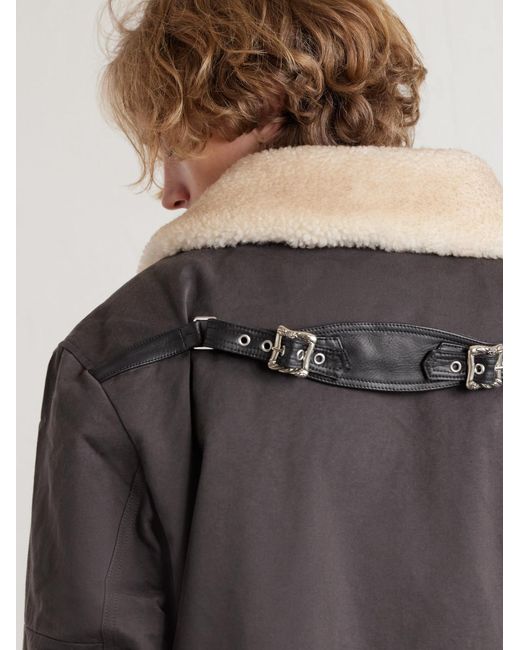 Enfants Riches Deprimes Purple Viktor Shearling-Trimmed Padded Cotton-Twill Jacket for men