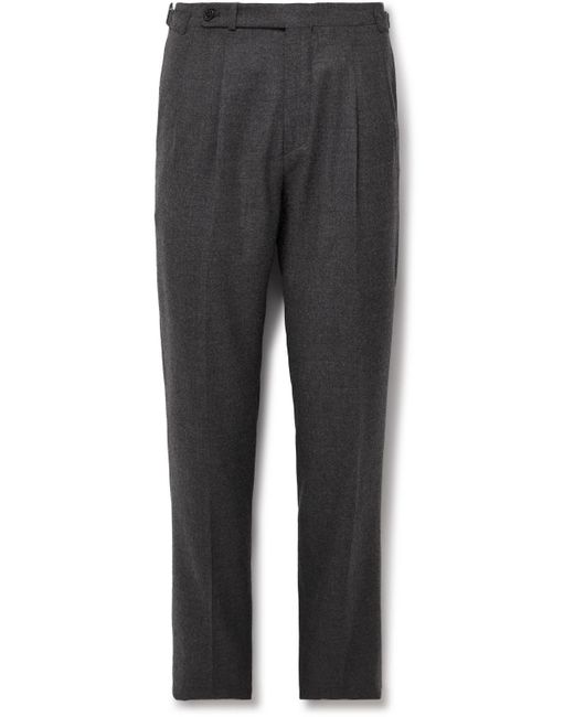 Boglioli Gray Slim-fit Pleated Virgin Wool-flannel Suit Trousers for men