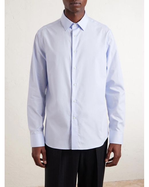 Canali White Impeccabile Cutaway-Collar Cotton-Poplin Shirt for men
