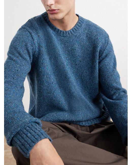 Folk Blue Chain Mélange Wool-blend Sweater for men