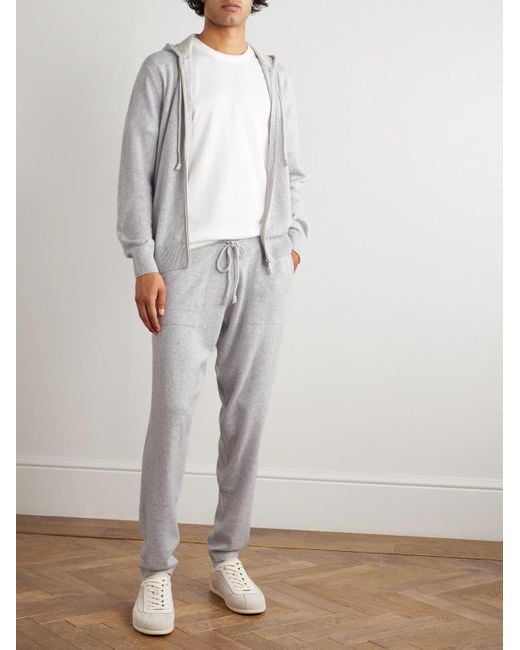 Eleventy Gray Cashmere Zip-Up Hoodie for men