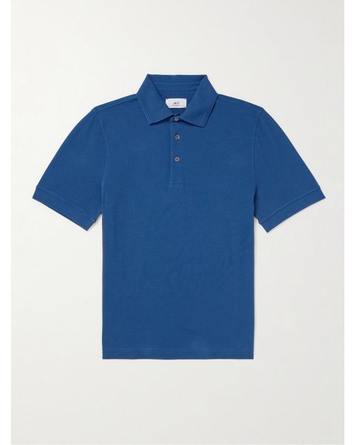 Mr P. Blue Slim-fit Cotton-piqué Polo Shirt for men