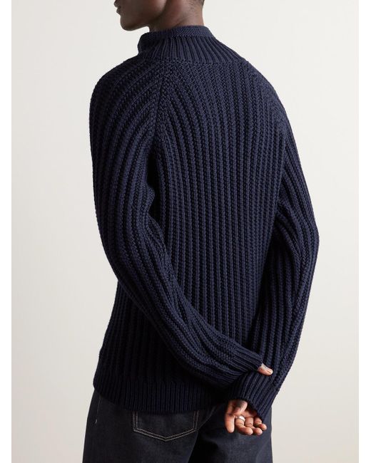 Cardigan in lana a coste di Loewe in Blue da Uomo