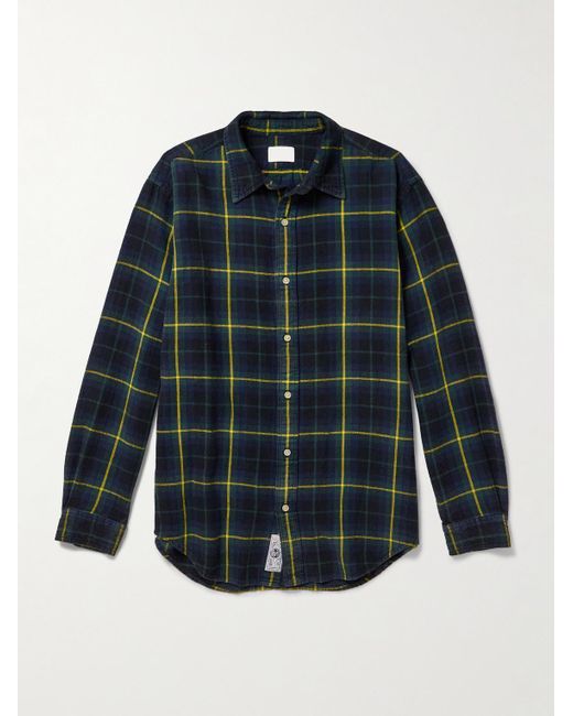 Aimé Leon Dore Blue Checked Cotton-Flannel Shirt for men