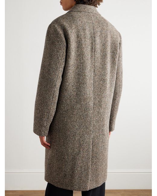 Dries Van Noten Gray Wool-Blend Tweed Overcoat for men