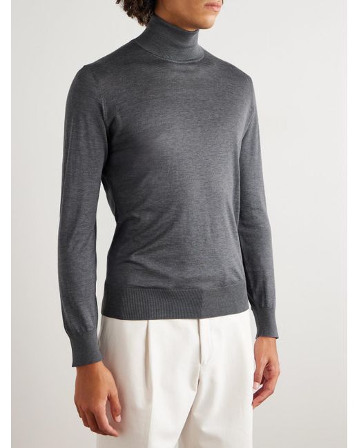 Brunello Cucinelli Gray Silk And Cotton-blend Rollneck Sweater for men