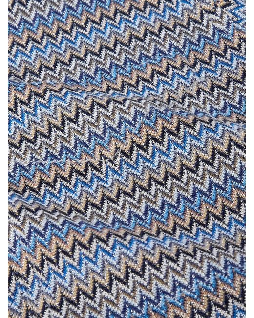 Missoni Blue Striped Crochet-knit Shirt for men