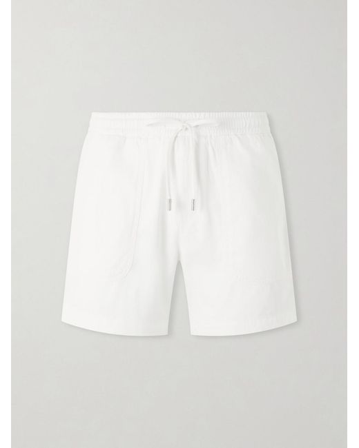 Mr P. White Straight-Leg Cotton Drawstring Shorts for men