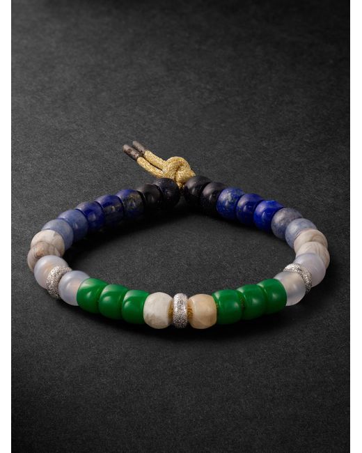 Carolina Bucci Montauk Forte 18-karat White And Blackened Gold Multi-stone Beaded Bracelet for men