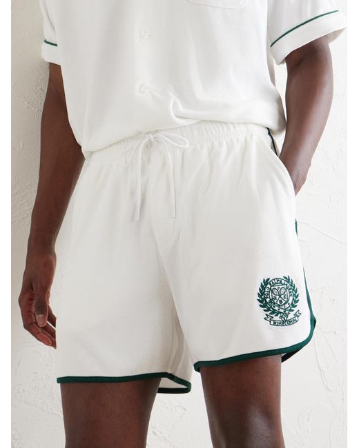 Polo Ralph Lauren White Wimbledon Embroidered Straight-Leg Cotton-Blend Shorts for men